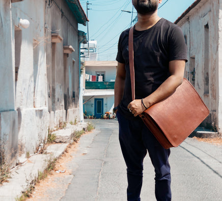 Genuine Goat Leather Messenger Bag