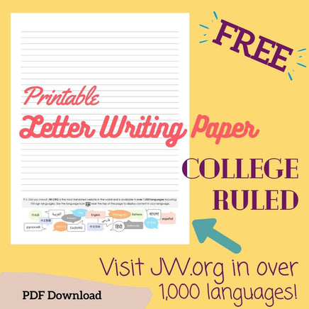 (Digital) Printable Letter Writing Paper Visit JW.org - College Ruled