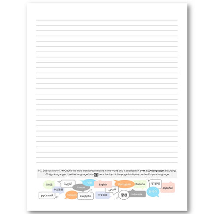 (Digital) Printable Letter Writing Paper Visit JW.org - College Ruled