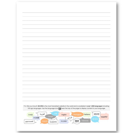 (Digital) Printable Letter Writing Paper Visit JW.org - Wide Ruled