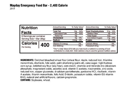 Mayday Emergency Food Bar 2400 Cal (24/case)