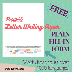 (Digital) Printable Letter Writing Paper Visit JW.org - Plain Fill-In