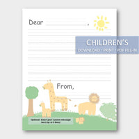 (Digital) Printable Stationery Paper - Animals E. Dear From Skip-A-Line Ruled Cassia PDF peglala-com.myshopify.com PEGlala.com