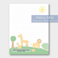 (Digital) Printable Stationery Paper - Animals I. Small Grid Cassia PDF peglala-com.myshopify.com PEGlala.com