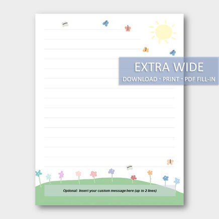 (Digital) Printable Stationery Paper - Butterflies F. Extra Wide Ruled Cassia PDF peglala-com.myshopify.com PEGlala.com