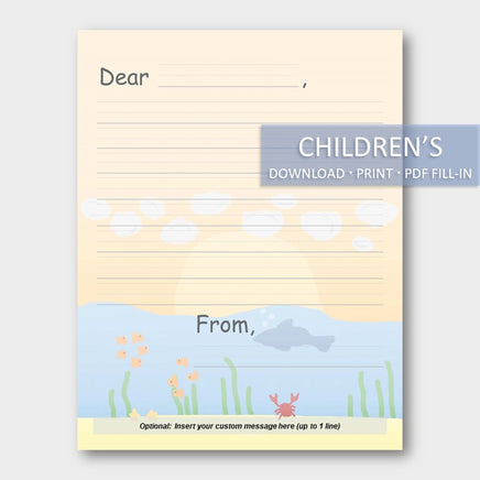 (Digital) Printable Stationery Paper - Sea E. Dear From Skip-A-Line Ruled Cassia PDF peglala-com.myshopify.com PEGlala.com