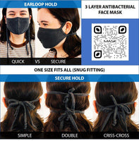 [CLEARANCE] 3 Layer Antibacterial Face Mask - Black (M/L)-Face Mask-MASKlala-3 PACK BLACK-PEGlala.com